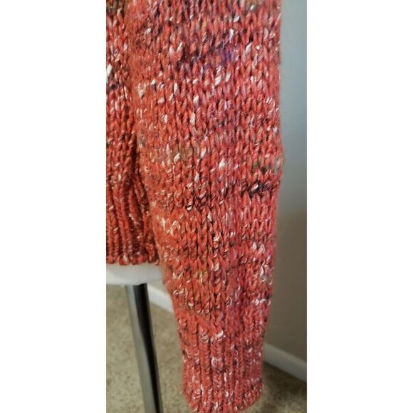 Anthropologie MOTH Sweater Womens M Orange Marbled Mock Neck Wool Alpaca Silk - Picture 6 of 9